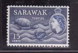 Sarawak-Sc#204-unused,lightly hinged-15c ultra-1955-7-turtle