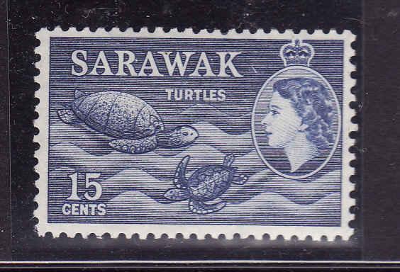 Sarawak-Sc#204-unused,lightly hinged-15c ultra-1955-7-turtle