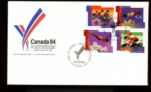 ?1994 XV Commonwealth Games set of 4x43c  FDC cover Canada