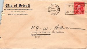 US City of Detroit,Dept of Buildings,Detroit,MI 1935 Cover