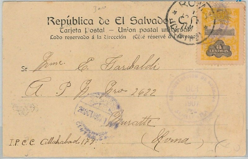 51089 -  EL SALVADOR -  POSTAL HISTORY - POSTCARD to ITALY 1907 - PRISON