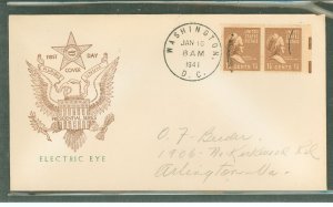 US 805EE 1941 1.5c Martha Washington (presidential/prexy series) experimental electric eye printing process pair on an addressed