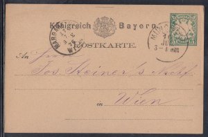 Bavaria - Munchen Jul 1876 Card to Austria