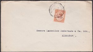 JAMAICA 1919 cover 1½d War Tax ex MONTEGO BAY..............................A1497