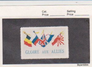 France WWI 5 Flags Gloire Aux Allies Vignette Military Heritage Poster Stamp