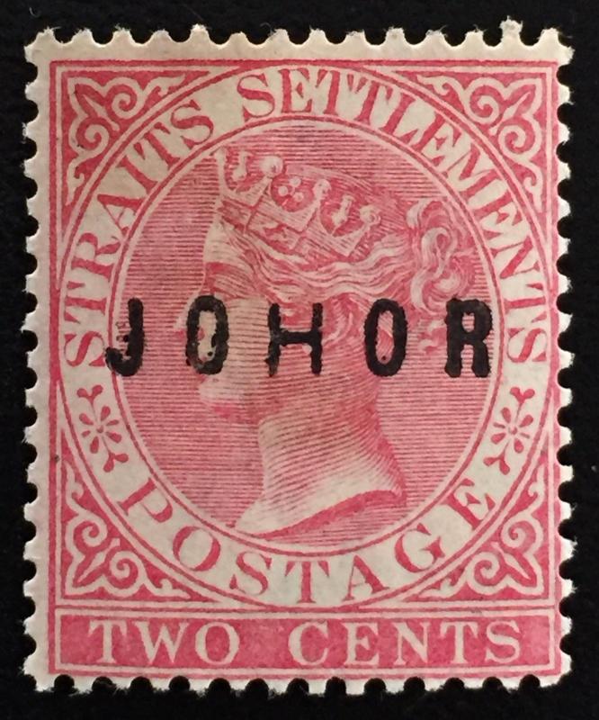 MALAYA 1885 JOHOR opt STRAITS SETTLEMENTS QV 2c MNG SG#11 WIDE H M1378 