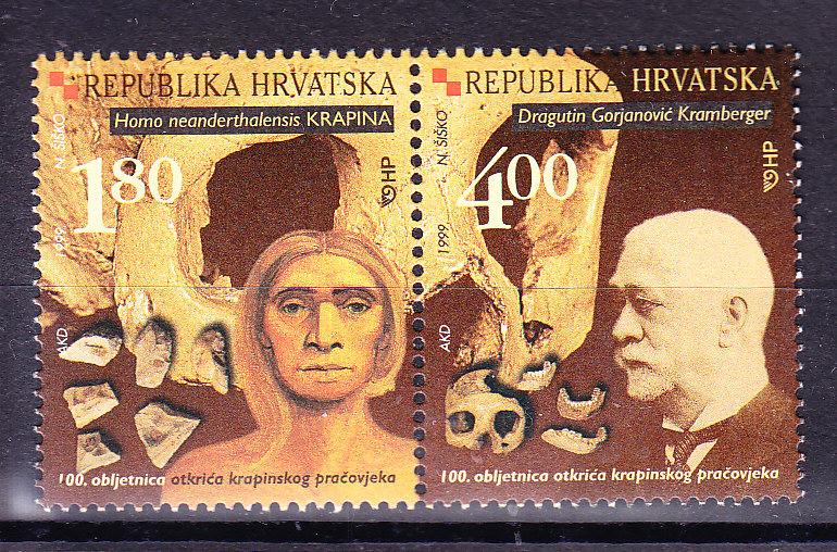 Croatia 1999 Discovery of Early Krapina Man Pair  VF/NH(**)