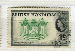 BRITISH HONDURAS; 1950s early QEII Pictorial issue fine used 1c. value