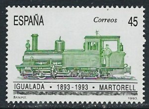 Spain 2745 MNH 1993 Locomotive (ak3671)