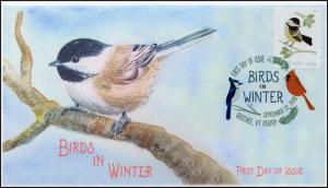18-255, 2018, Birds in Winter, DCP Postmark, Chickadee, FDC