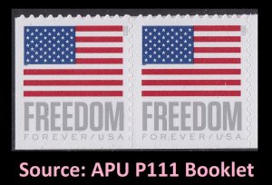 US 5790 Old Glory Freedom F horz pair (from APU P111 booklet) MNH 2023