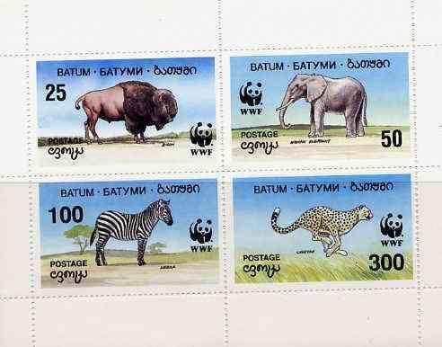 Batum 1994 - WWF Wild Animal Elephant Zebra Leopard Stamps *