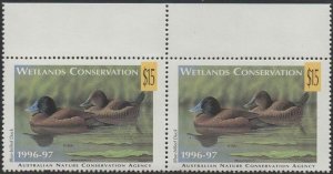 Australia Cinderella Ducks 1996 $15 Blue-billed Duck pair MNH