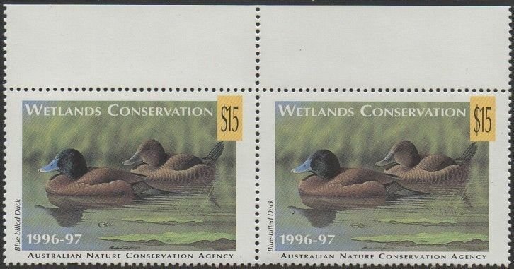 Australia Cinderella Ducks 1996 $15 Blue-billed Duck pair MNH