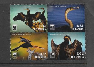 BIRDS - GAMBIA (A) AFRICAN DARTER WWF MNH