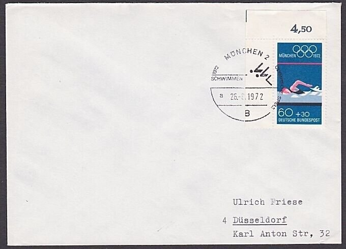 GERMANY 1972 Olympic Games cover special pmK SWIMMING......................A2968