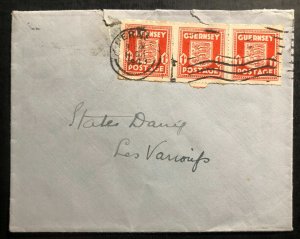 1943 Guernsey Channel Islands Occupation Cover To Le Variouf