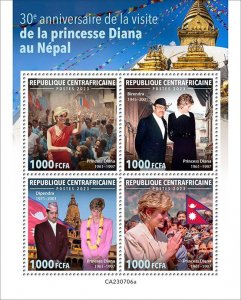 C A R - 2023 - Diana Visit to Nepal - Perf 4v Sheet - Mint Never Hinged