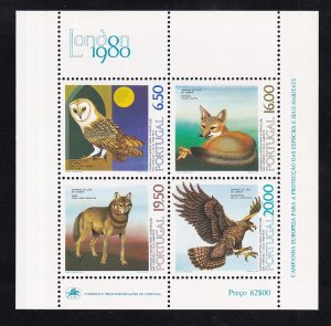 Portugal  #1462a-1465a   MNH  1976   protection nature   London 1980  owl  fox