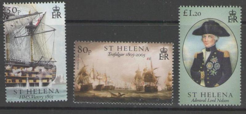 ST.HELENA SG969/71 2005 BATTLE OF TRAFALGAR MNH 