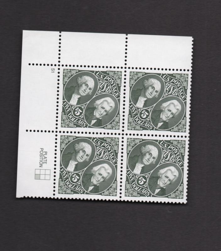 Scott # 2592 unused NH Plate Block of 4 Washington & Jackson