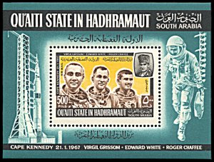 Quaiti State Michel Block 16A, MNH, Apollo 1 Astronauts Memorial souvenir sheet
