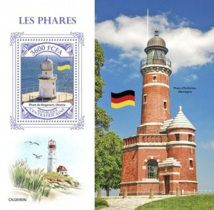 Central Africa - 2022 Meganom Lighthouse - Stamp Souvenir Sheet - CA220303b