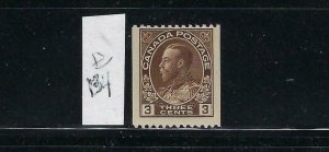 CANADA SCOTT #134 1915-24 PERF 12 (HORIZONTAL) 3 CENTS (BROWN)  MINT LH