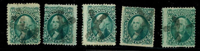 momen: US Stamps #68 5 singles w/ JAPAN X Cancel