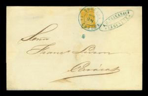 VENEZUELA 1861 Coat of Arms ½r olive yellow Sc#4b on cvr f/ La Guaira to Caracas