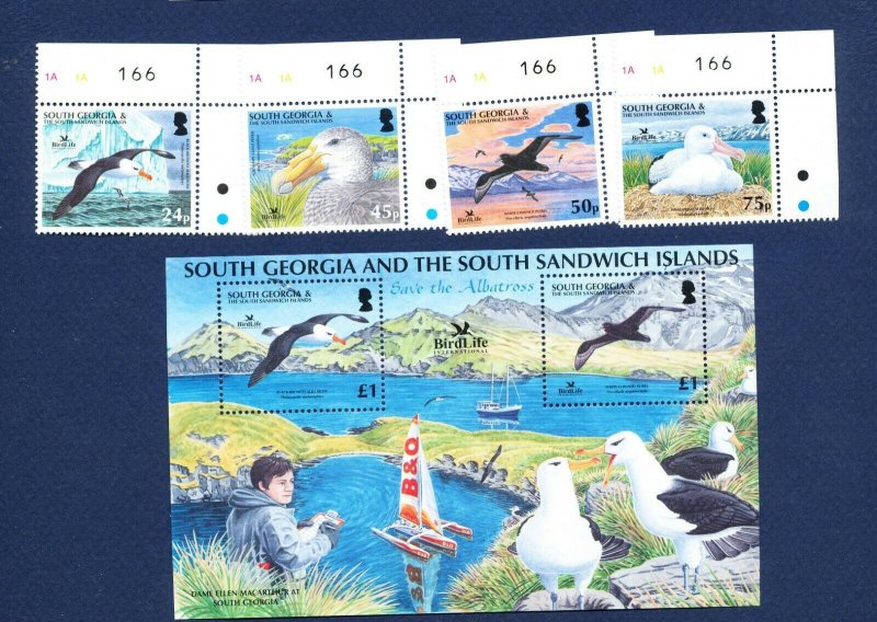 SOUTH GEORGIA - # 339-343 - MNH set & S/S  - Birds - 2006