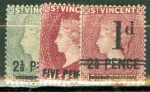 JI: St Vincent 55, 56b, 59, 59, 59a, 60 mint CV $136; scan shows only a few