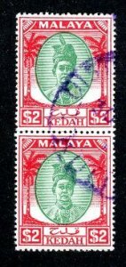 7853 BCX  1950 Kedah Scott# 80 used pair ( Offers welcome )