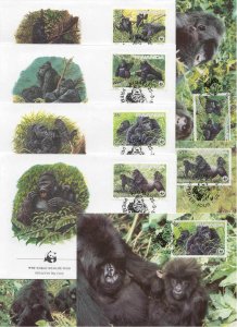 Rwanda 8 FDC/cards WWF/Monkey 1985