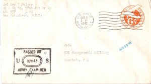 United States A.P.O.'s 6c Monoplane Air Envelope 1945 U.S. Army, Postal Servi...