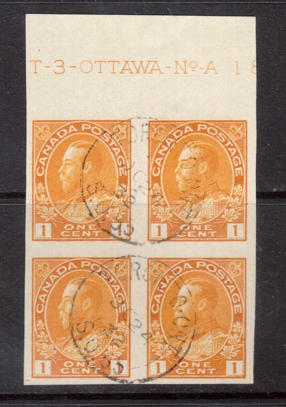 Canada #136 Used Toronto CDS Cancels Plate Block