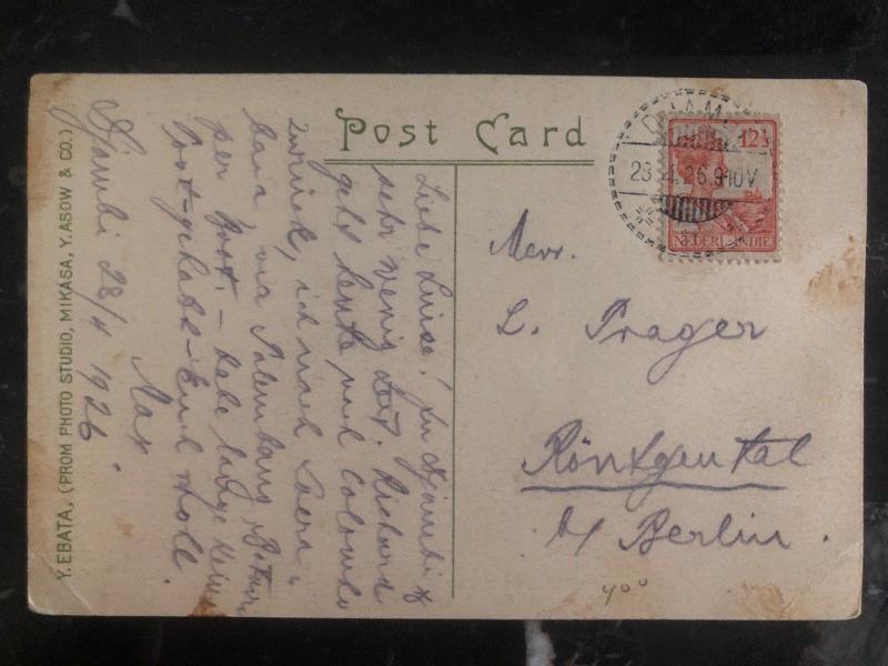 1926 Djambi Netherlands Indies RPPC Postcard Cover to Berlin Germany Royal Palac