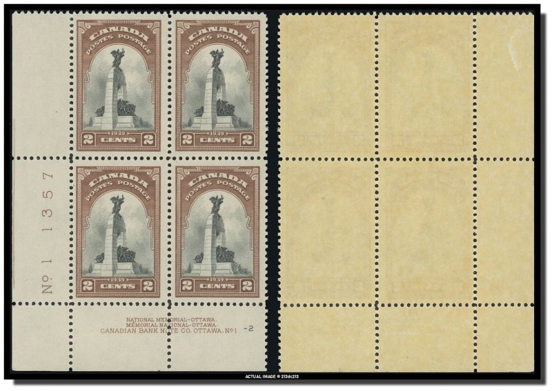 Canada - 247 PB 1-2 LL - MNH - National Memorial, Ottawa (1939) 2¢ CV 4.50$