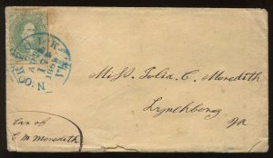 Confederate States 1 Used on Cover Norfolk to Lynchburg VA LV6347