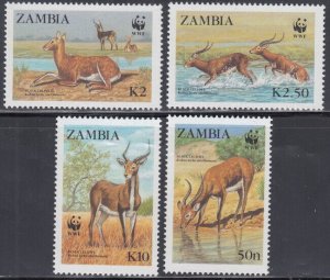 ZAMBIA Sc # 427-30 CPL MNH - WORLD WILDLIFE FUND - ANTELOPES