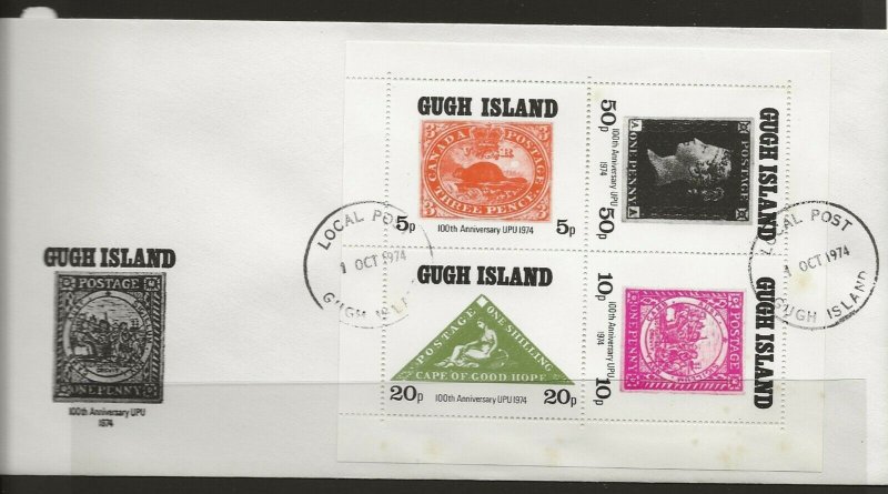 Great Britain Local Gugh Is. 1974 UPU  sheetlet of 4 on FDC