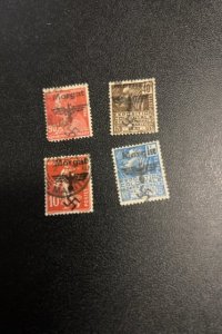 Germany overprint Morgat on 4 France stamps used