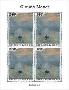 Burundi - 2022 French Artist Claude Monet - 4 Stamp Sheet - BUR2201120f