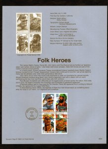 SP1211 Folk Heroes, Souvenir Page FDC (#3086a)