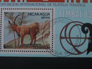 ​NICARAGUA-1983-  TEMBAL'83 INTEL.EXPO- STAMP SHOW CTO S/S VF-FANCY CANCEL