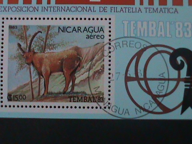 ​NICARAGUA-1983-  TEMBAL'83 INTEL.EXPO- STAMP SHOW CTO S/S VF-FANCY CANCEL