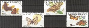 Sao Tome and Principe 1991 Butterflies set of 4 Used / CTO