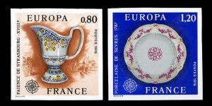 France, 1950-Present #1478-1479 (YT 1877-1878) Cat€100, 1976 Europa, imperf...