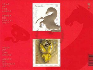 Canada 2014 Year of The Horse Transitional Souvenir Sheet, #2700a Used