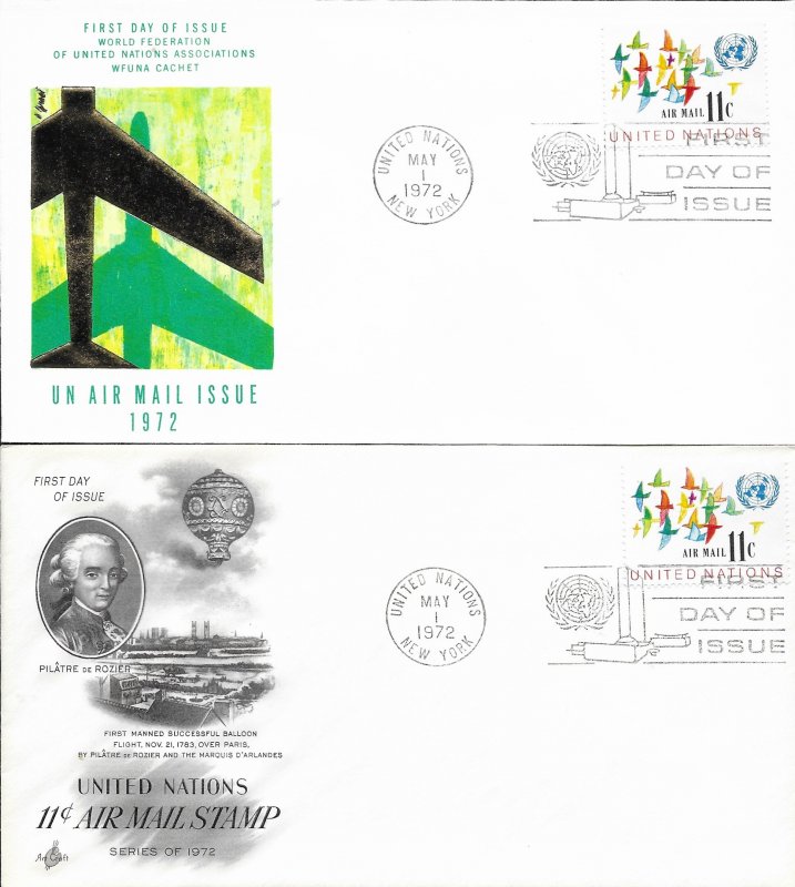 1972 Air Mail FDC, #C16 (NY), Air Mail Issue, 2 diff. cachets